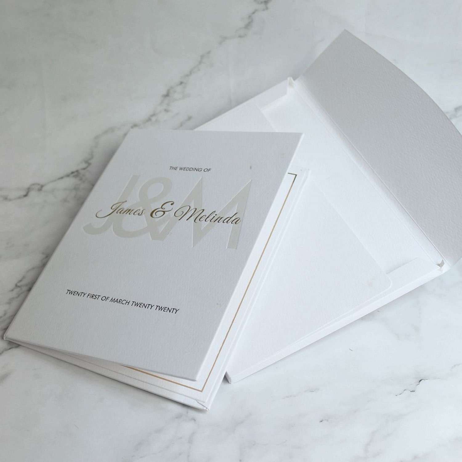 White Invitation Card With Hard Cover Thank YouCard Customized